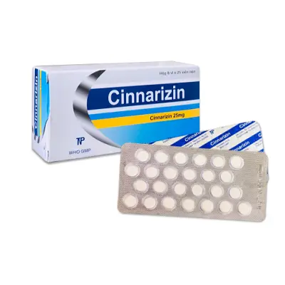 Thuốc Cinnarizin 25mg Thành Nam phòng say tàu xe, rối loạn tiền đình (Hộp 8 vỉ x 25 viên)